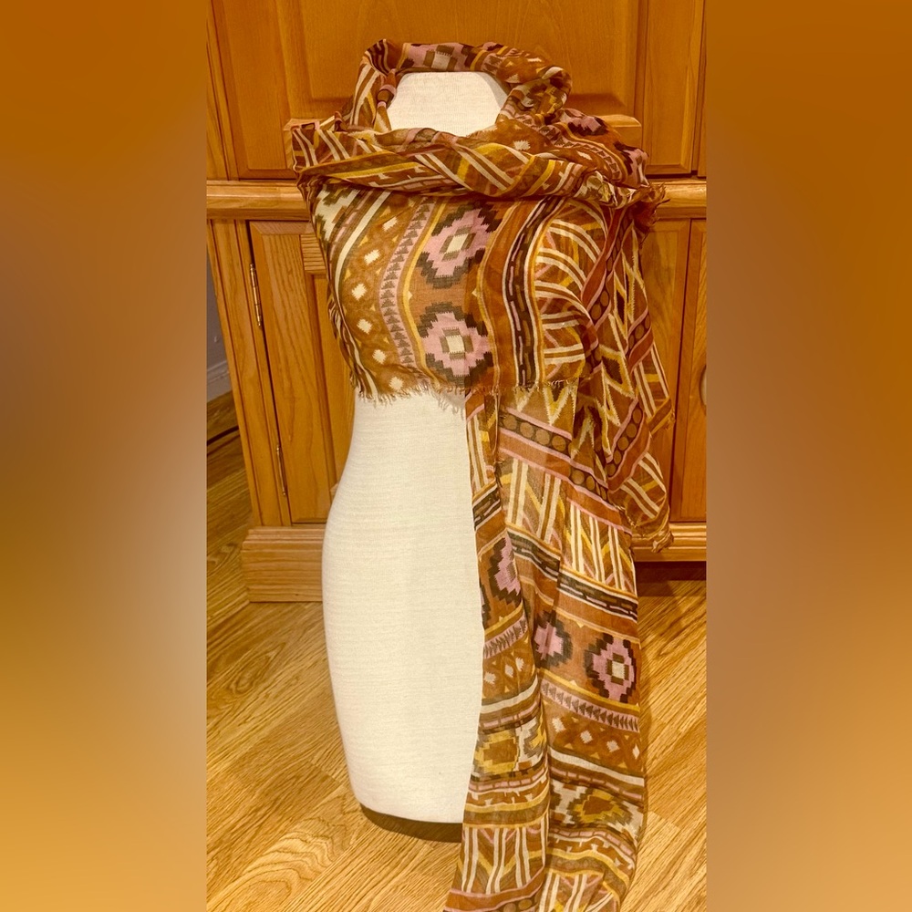 Aztec Patterned Multicolor Long Scarf - Picture 6 of 11